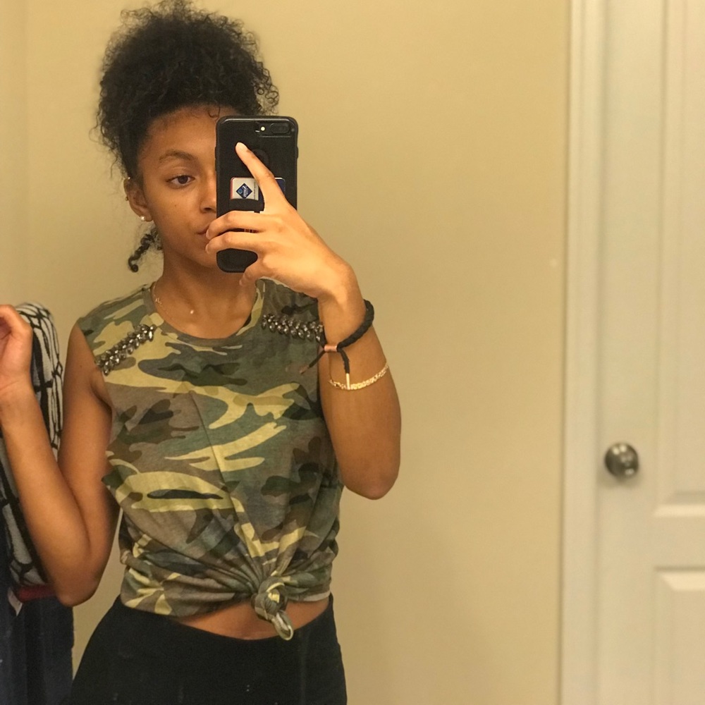 CAMO JEWELED SHIRT